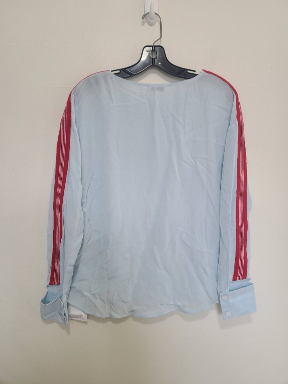 NWT Sandro Women's Lucienne Sky Blue Striped Cutout Blouse Size 1